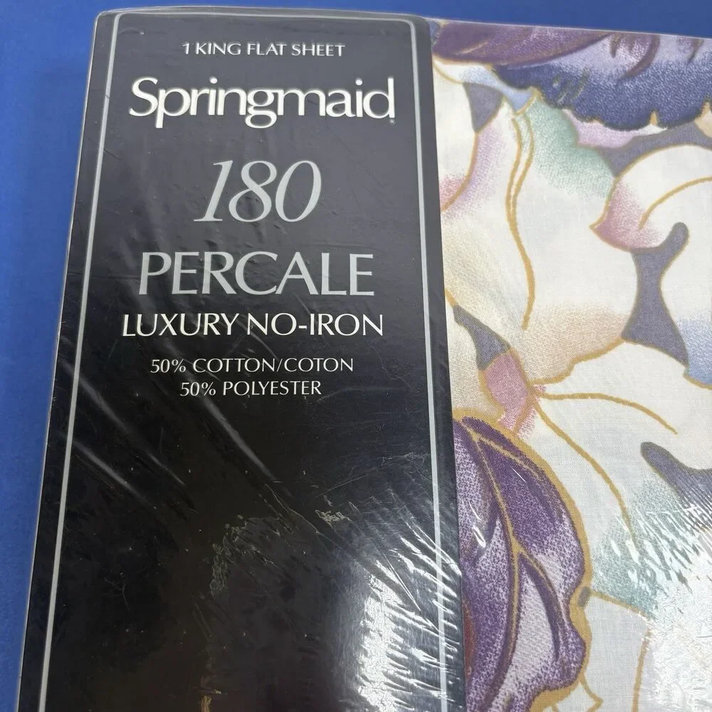 NEW Vintage SPRINGMAID King Flat Sheet Spring Jewel II Lilac Percale Floral